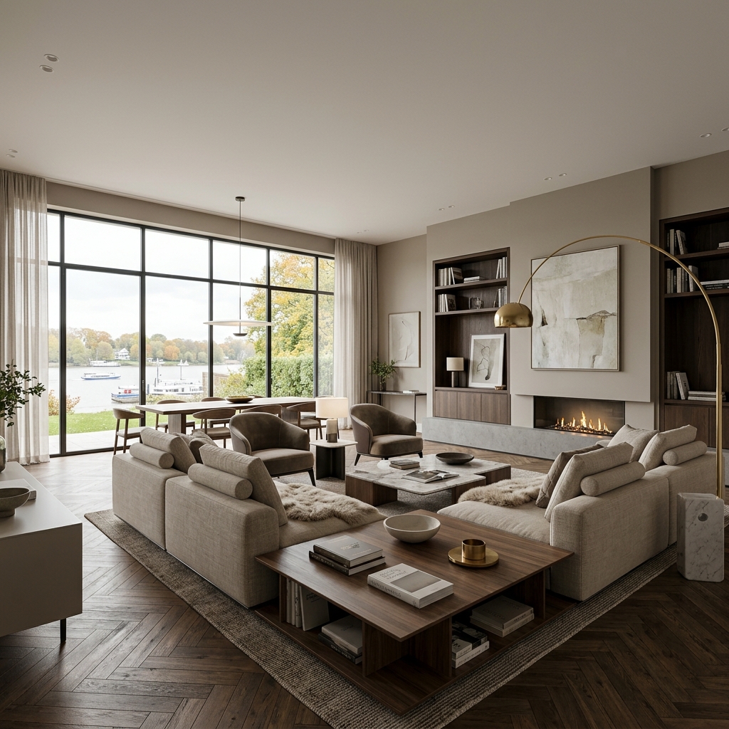 Exklusiv gestaltetes Hamburger Wohnzimmer
